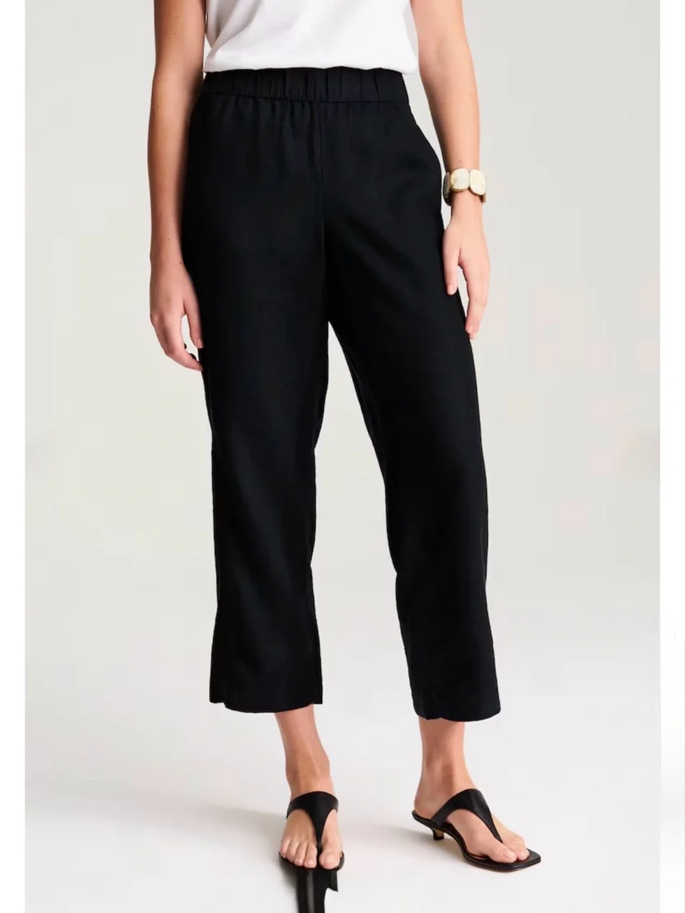J Jill Black Linen Cropped Pants Black Size 12 H